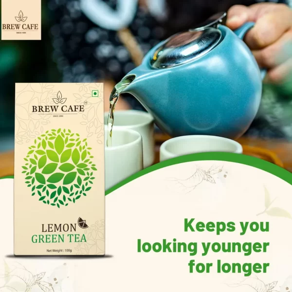 Brew Cafe lemon green tea slogan