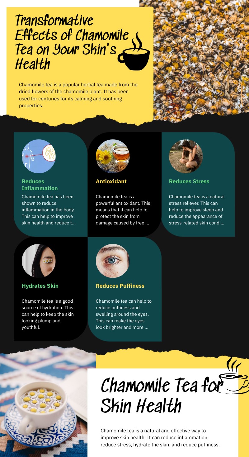 Infographic summarising Transformative Effects of Chamomile Tea on Your Skin's Health